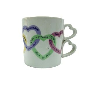 Avon Love Is Sayings Coffee Mug Double Heart Shaped Handle Valentines Day